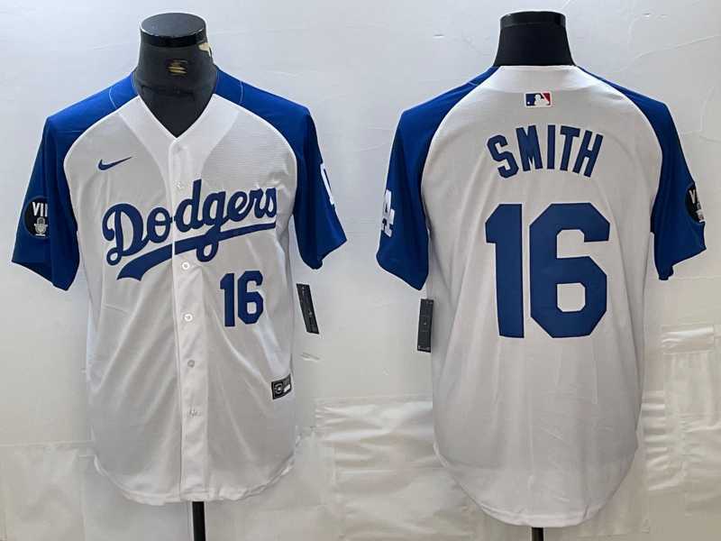 Men's Los Angeles Dodgers #16 Will Smith Number White Blue Fashion Stitched Cool Base Limited Jerseys,We sell and wholesale Men's Los Angeles Dodgers #16 Will Smith Number White Blue Fashion Stitched Cool Base Limited Jerseys on line form chian!